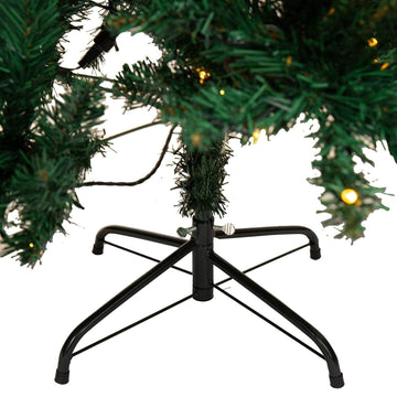 Olsen & Smith 7.5-Foot Pre-Lit Artificial Spruce Christmas Tree with 300 LED Lights, Hinged Trunk for Easy Installation and Storage, Includes Metal Stand - Packed Direct UK